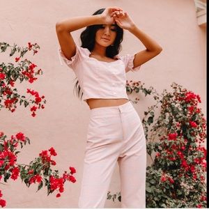 SOLD Pink Gingham Set, Luca & Grae, Crop Top, Puff Sleeve small